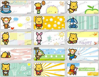 Medium Cute Pooh Name Stickers