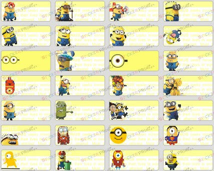 Small Minions Name Stickers