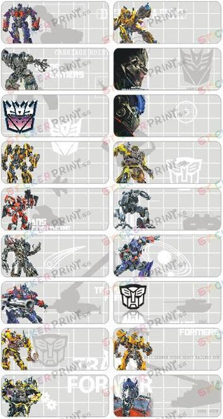 Large Transformers Name Stickers